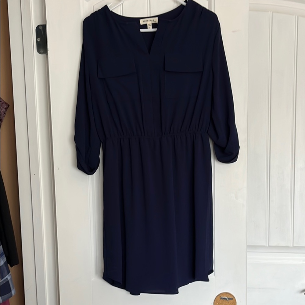 Navy Blue V-Neck Dress